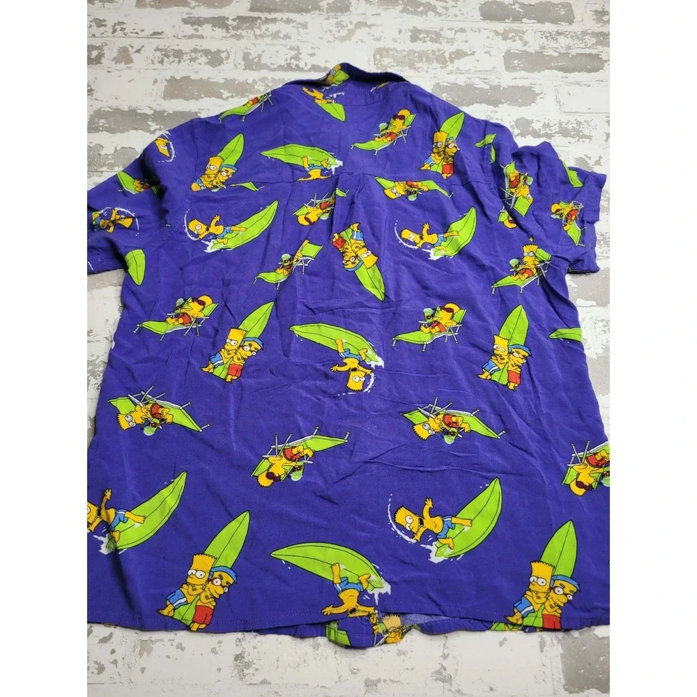 The Simpson's Bart‎ Milhouse Surfing Button Down Short Sleeve Shirt Youth XXL